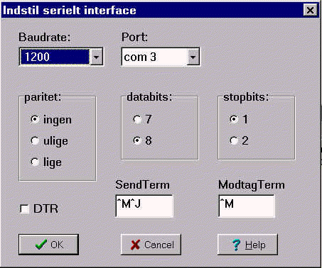 indstilling af interface