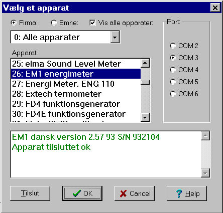 Datalyse, valg af apparat