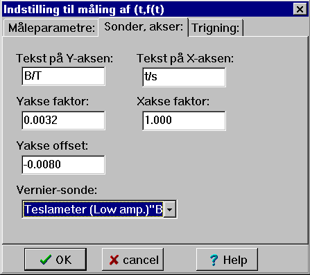 indstilling af parametre for sonder