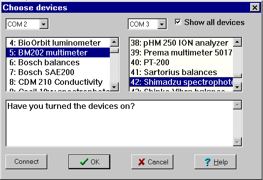 Datalyse, select two devices